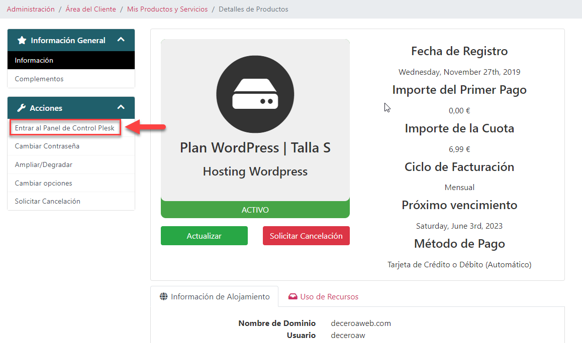 Acceso configuracion Hosting hit soluciones_4